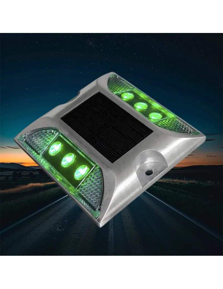 Tachas Solares Led verdes sin vástago